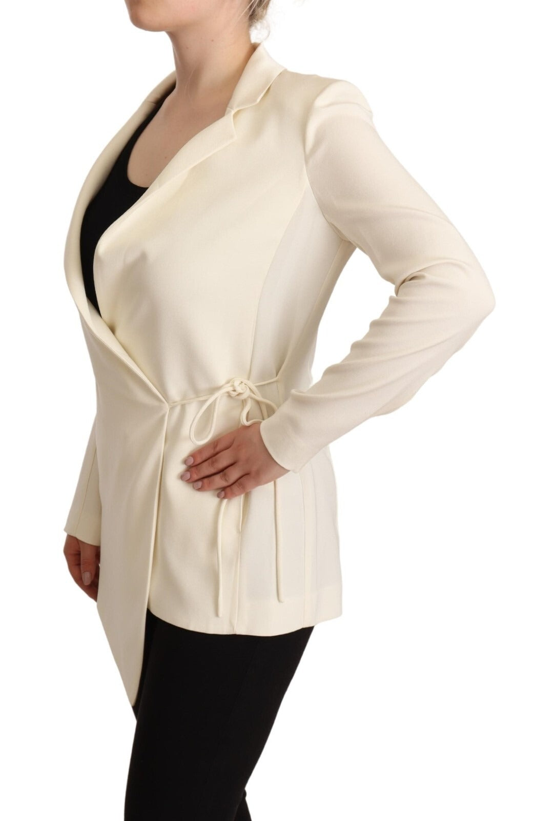Wrap Off White Long Sleeves Viscose Blazer Jacket