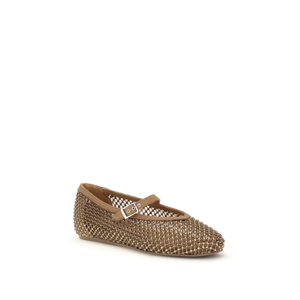 Brown Nylon Ballet Flats