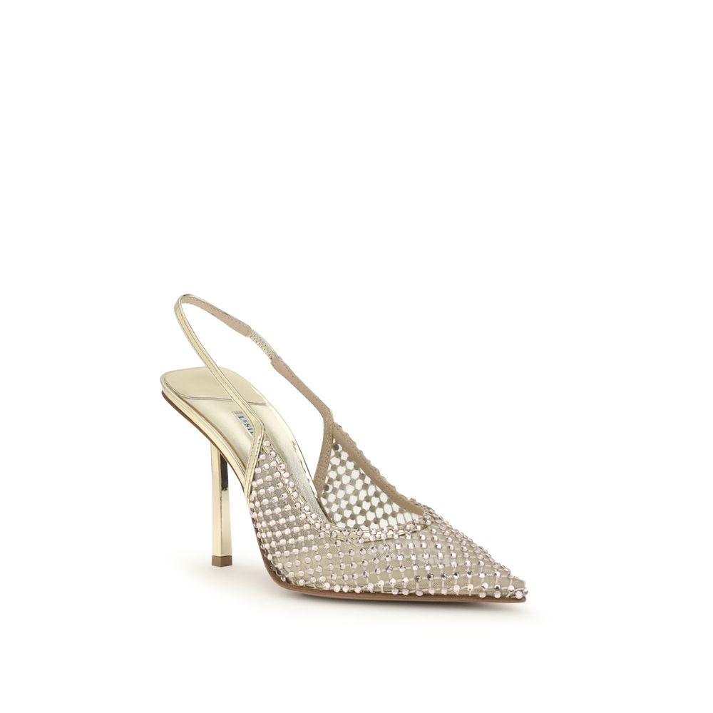 Gold Nylon Platform Pumps
