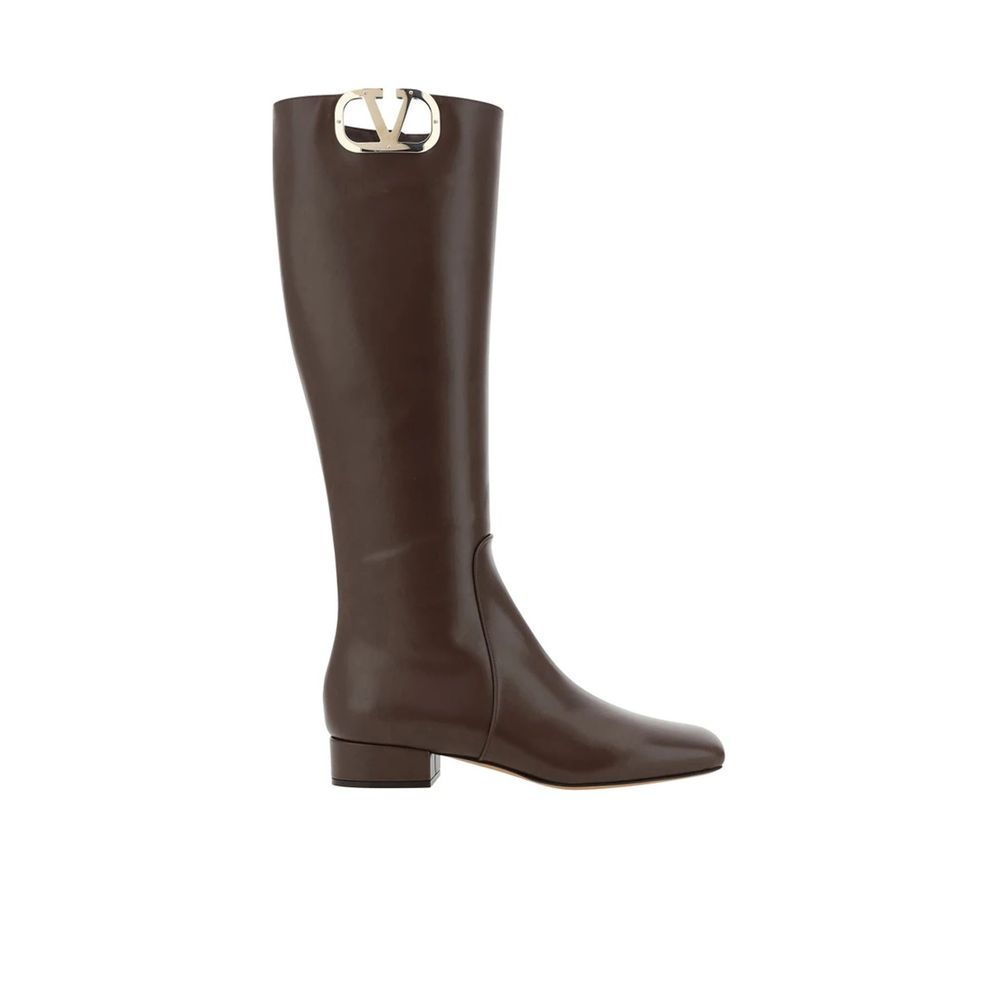 Brown Calfskin Flat Boots