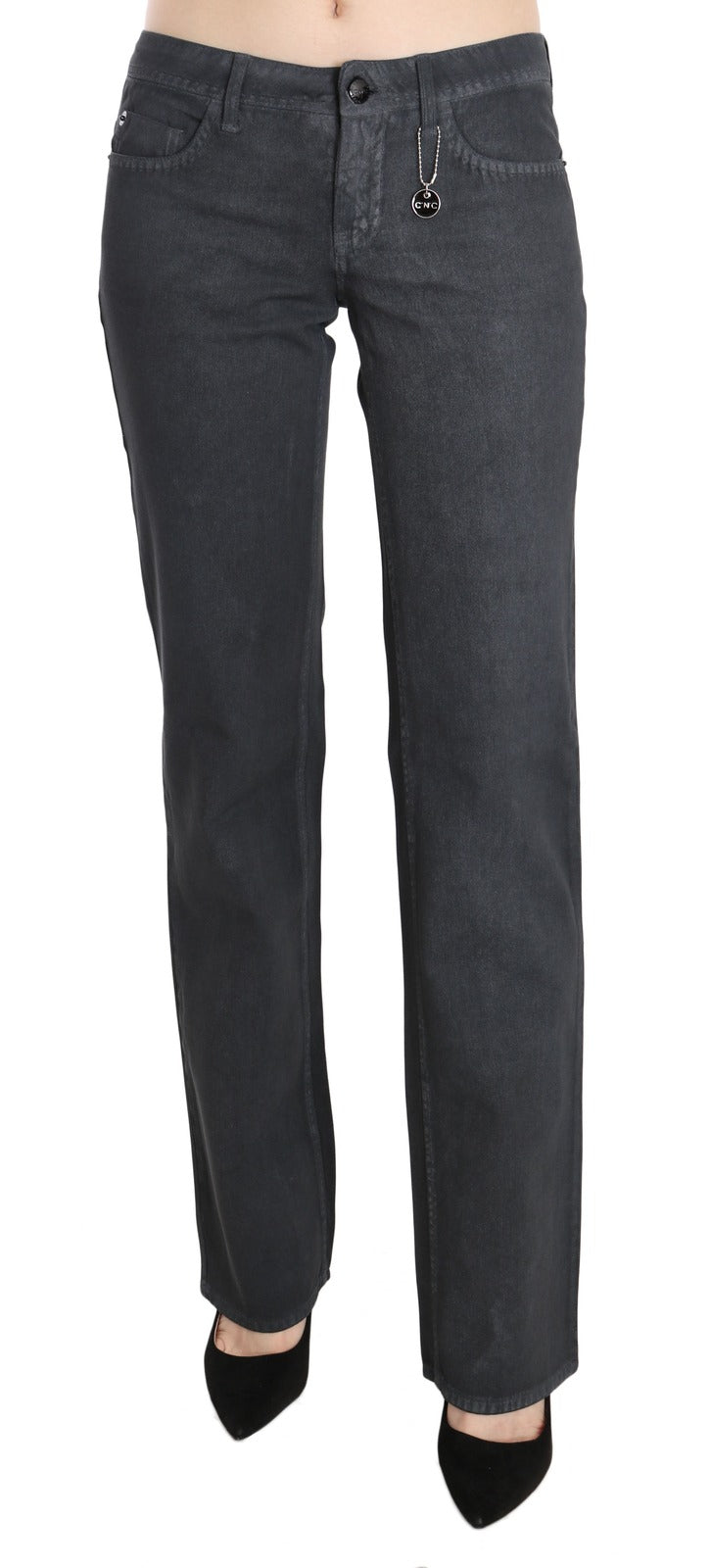Gray Low Waist Straight Denim Pants Jeans