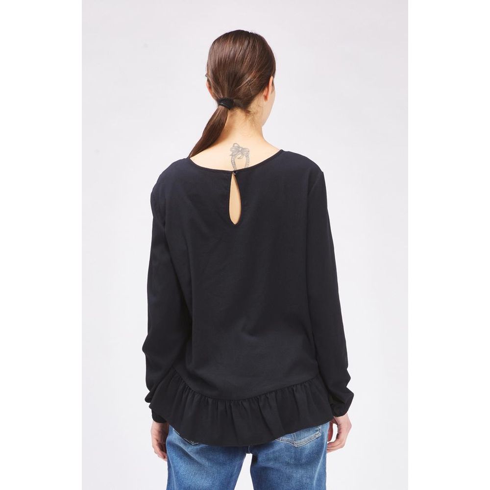 Black Polyester Long Sleeve T-Shirt