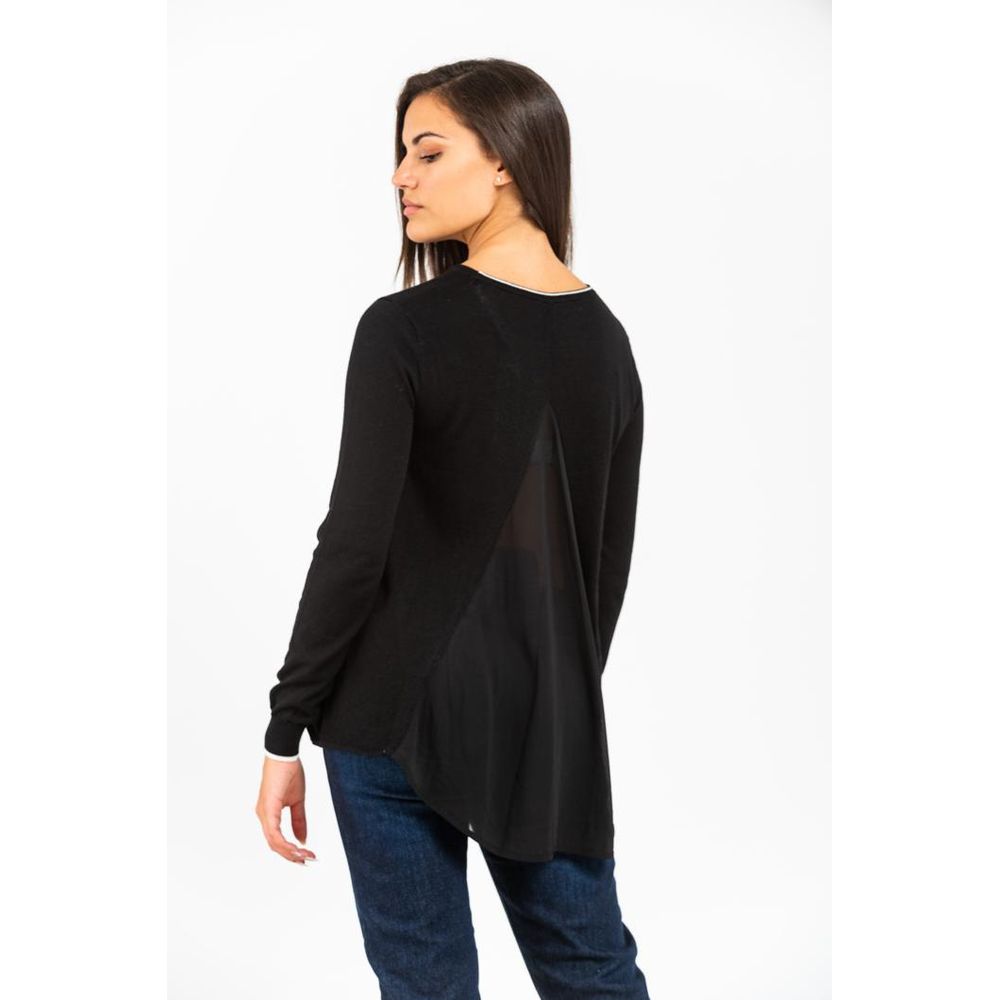 Black Viscose Long Sleeve T-Shirt