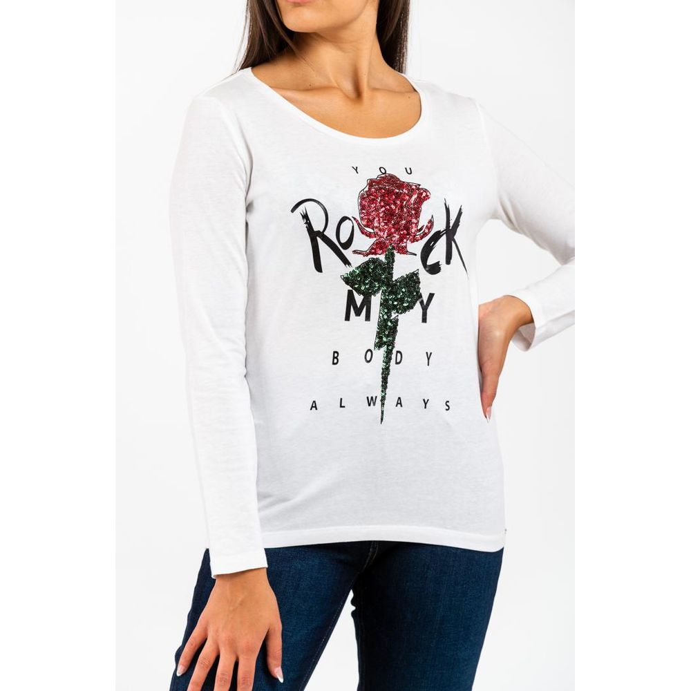 White Cotton Long Sleeve T-Shirt