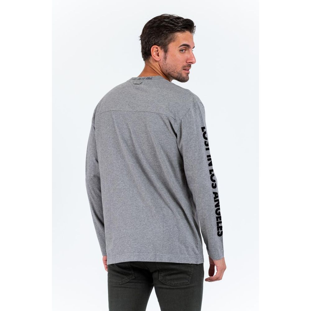 Gray Cotton Long Sleeve T-Shirt