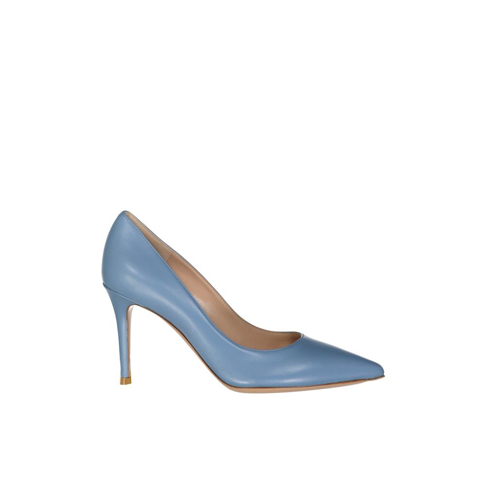Blue Leather High Heel Pumps