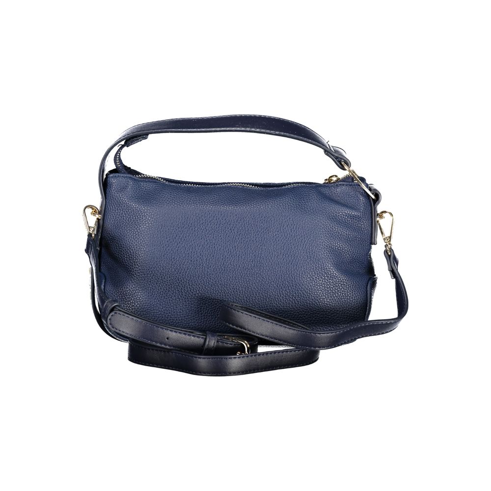 Blue Polyurethane Women's Bag with Adjustable Strap and Pocket