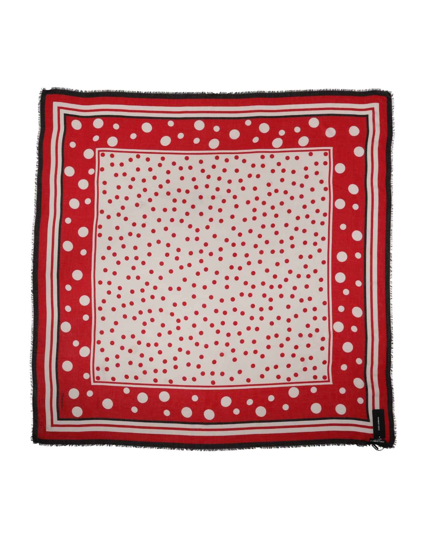 Red Polka Dot Print Square Stole 137cm x 134.5cm Scarf