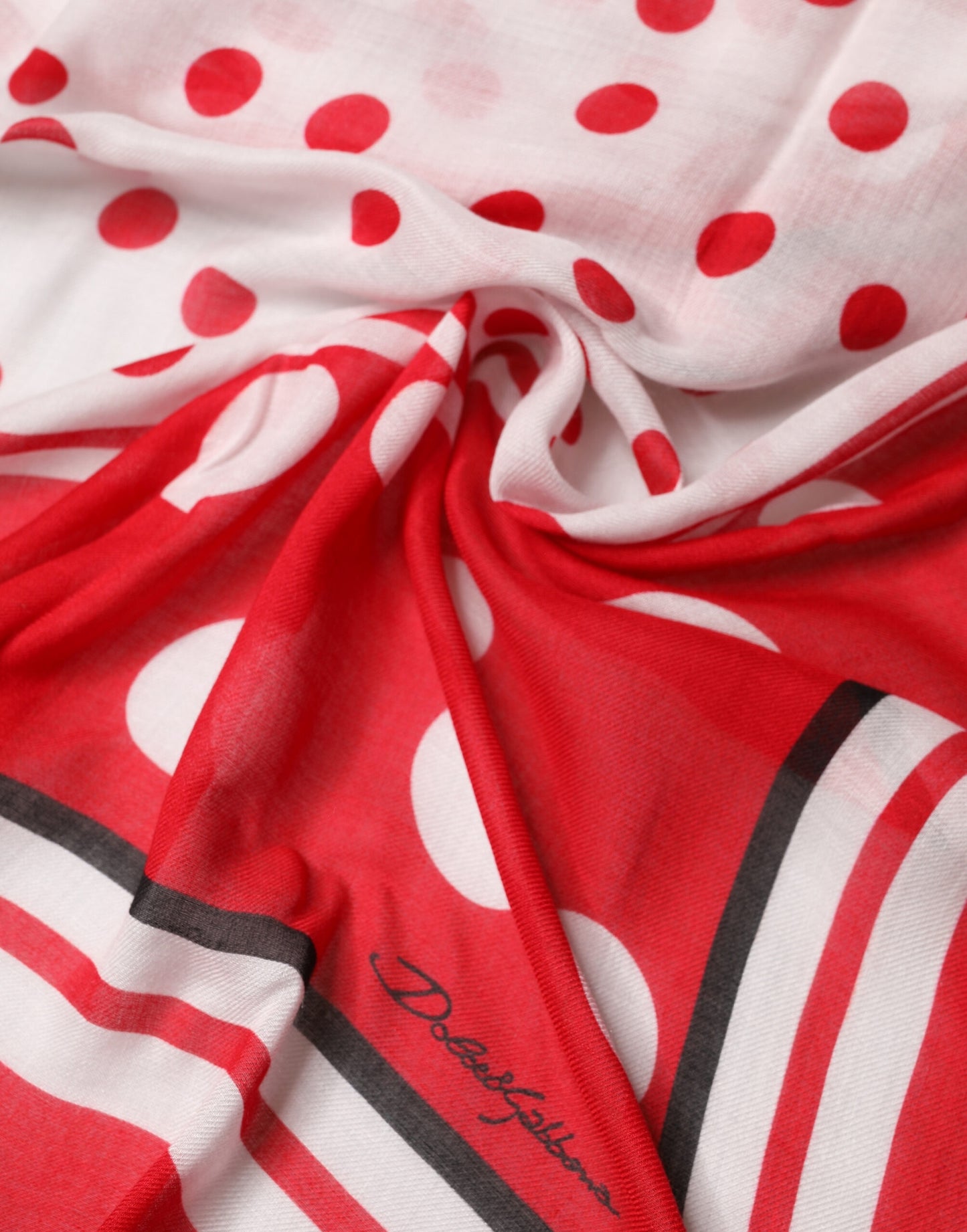 Red Polka Dot Print Square Stole 137cm x 134.5cm Scarf