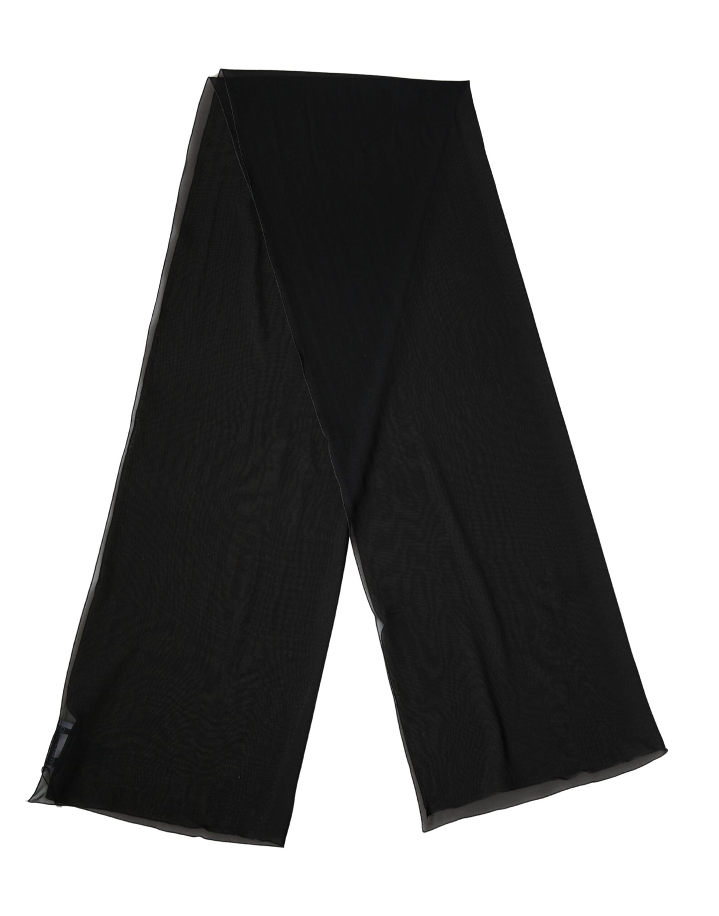 Black Silk Neck Wrap Shawl Stole 200cm x 64cm Scarf