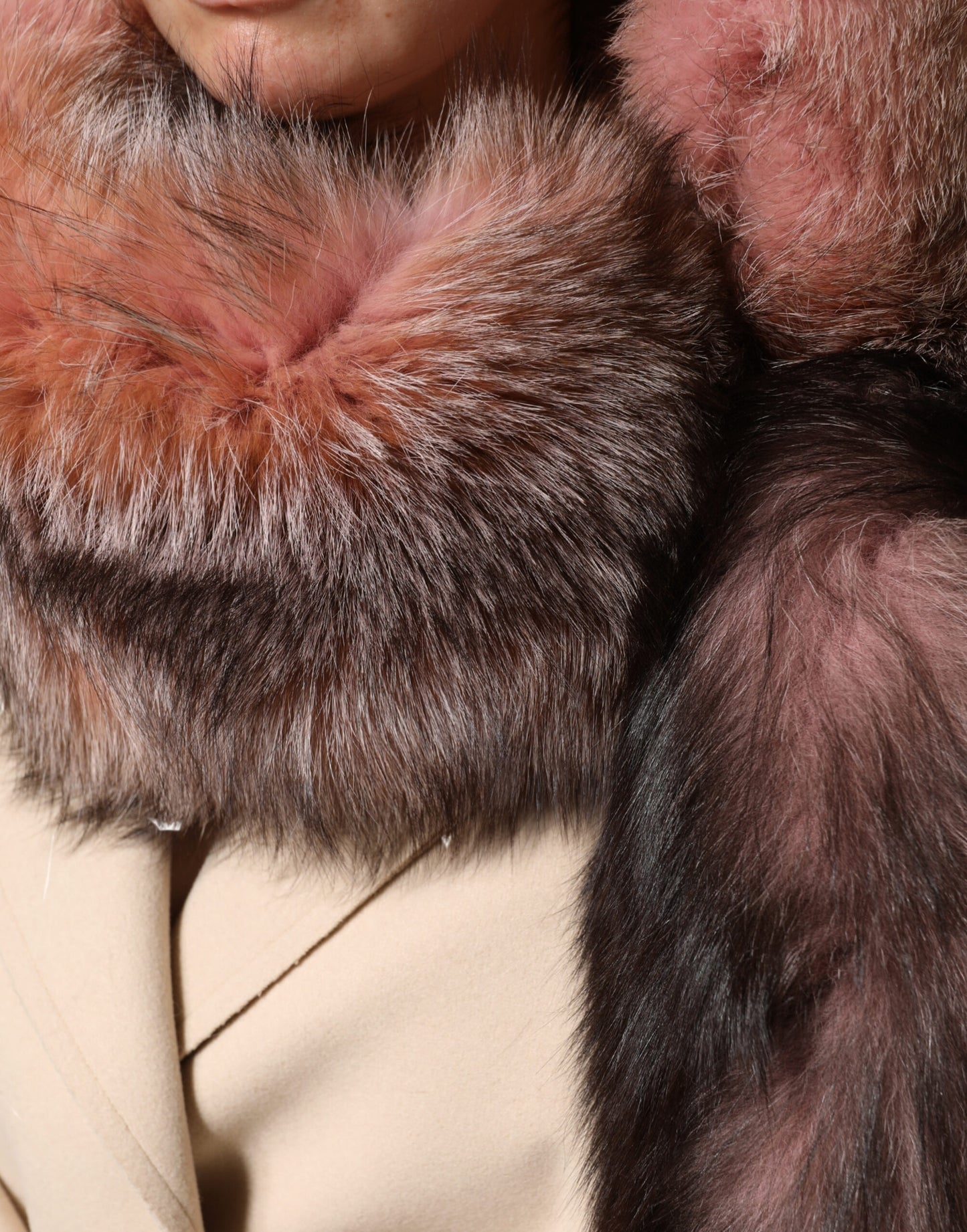 Pink Frost Fox Fur Neck Warmer Winter 120cm x 27cm Scarf