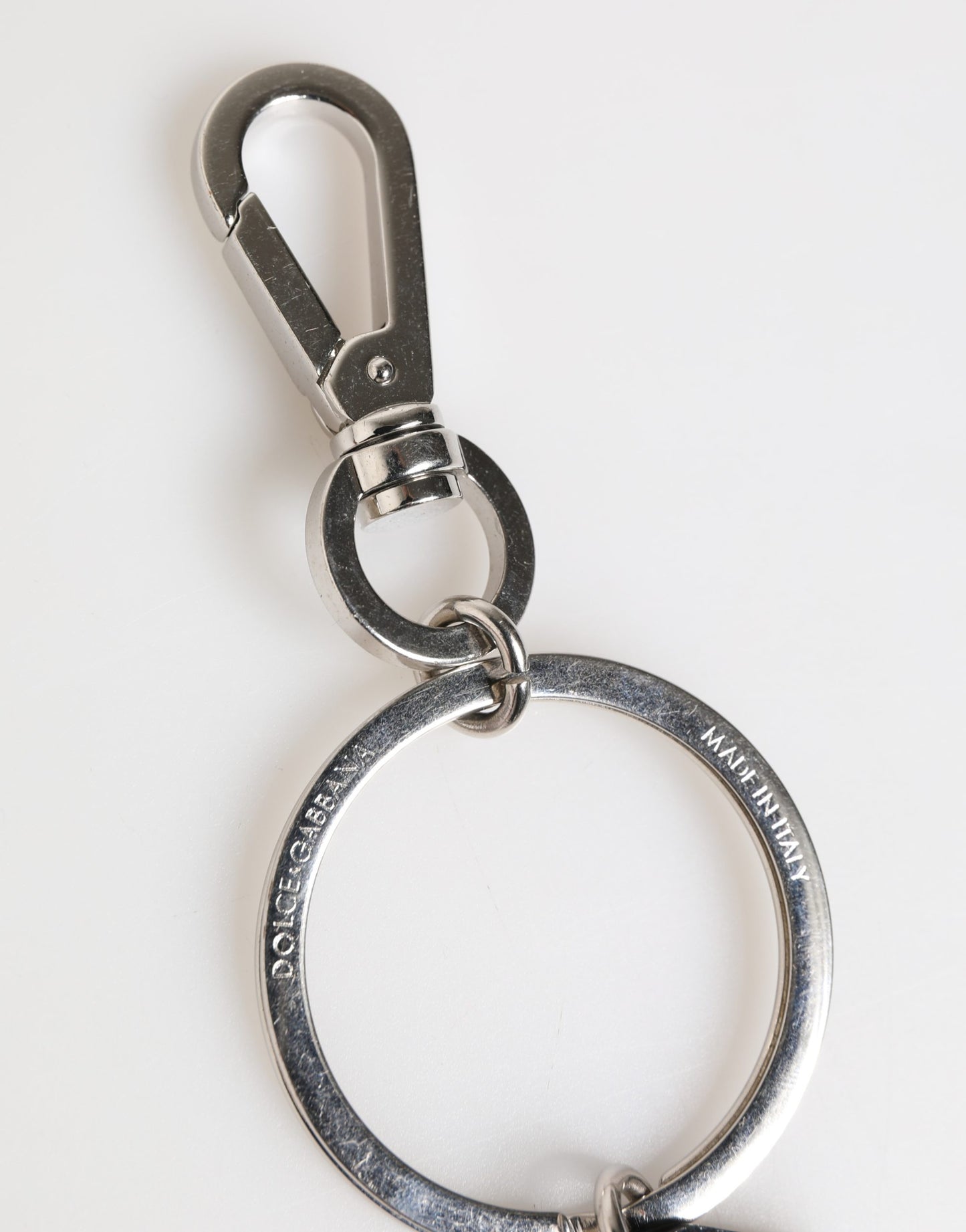 Black Silver Brass LogoPlaque Metal Ring Keyring Keychain