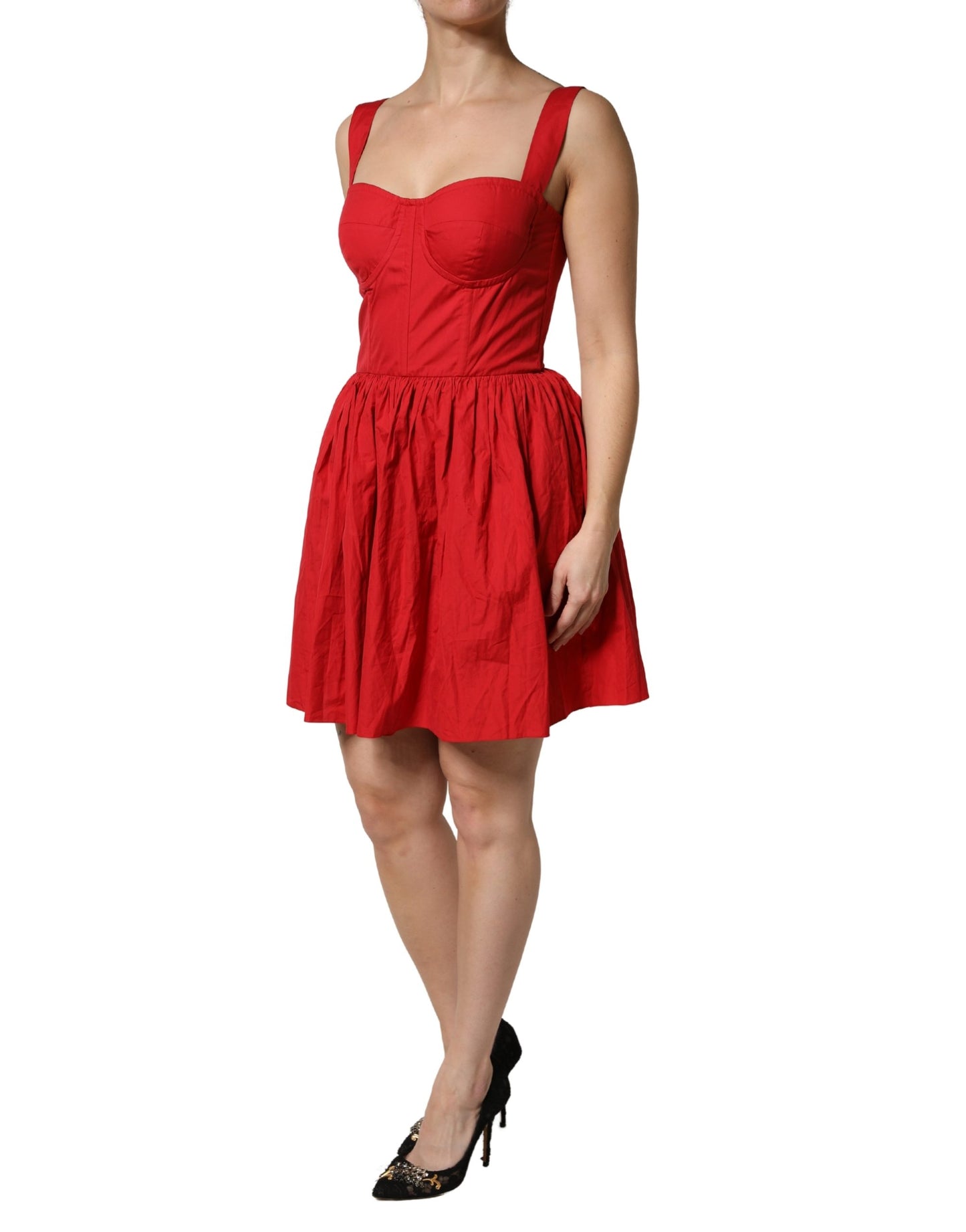 Red Cotton A-Line Sleeveless Mini Dress