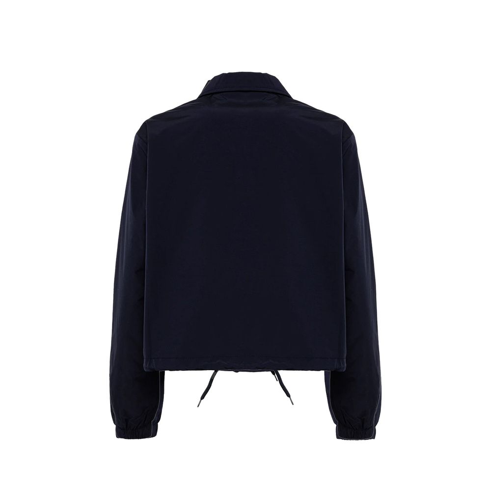Blue Polyester Full-Length Jacket