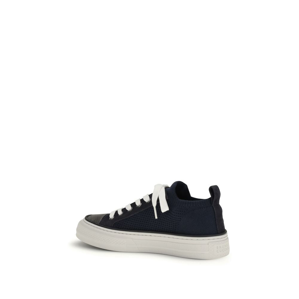 Blue Cotton Low Top Sneakers