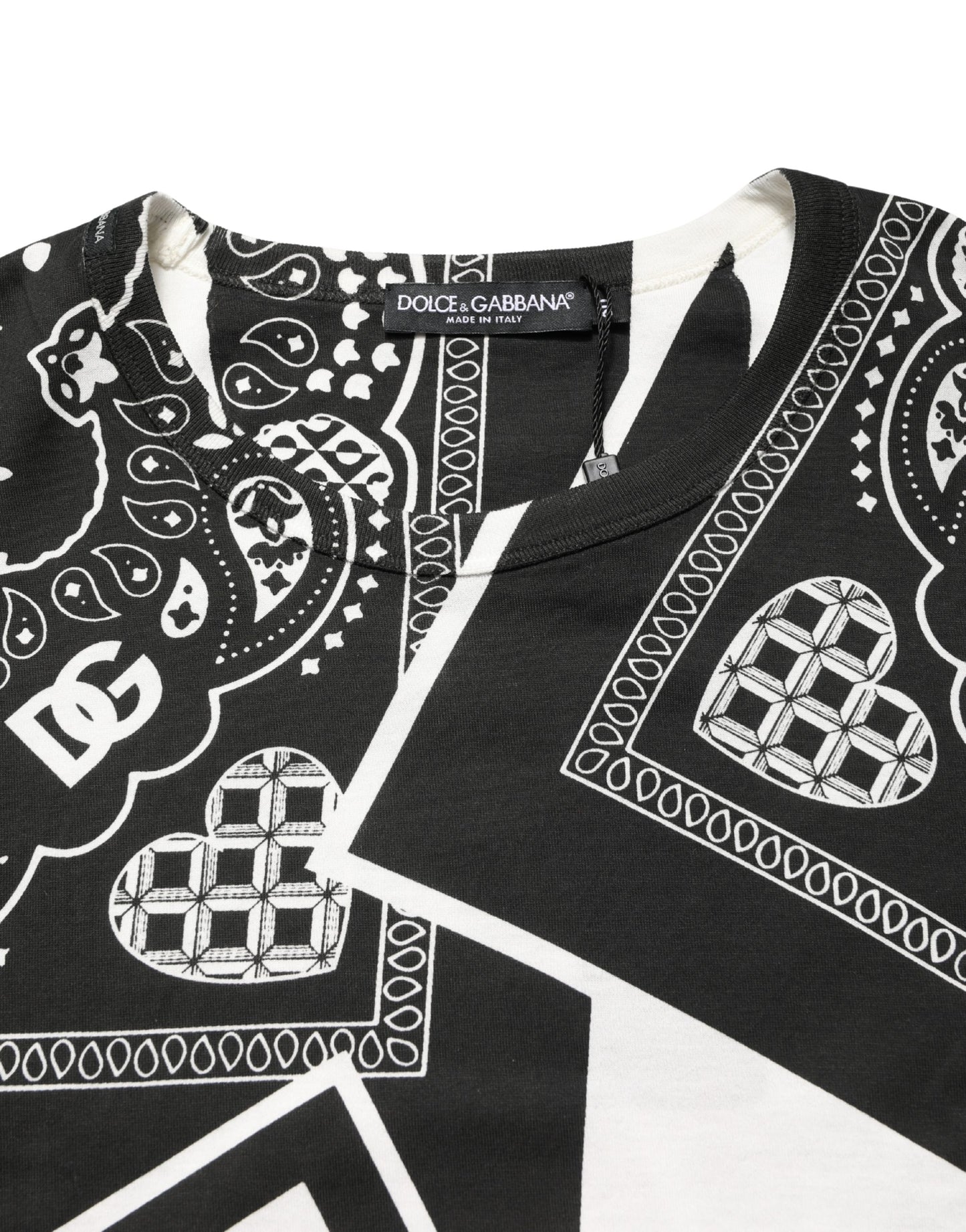 Black White Bandana Cotton Crew Neck T-shirt