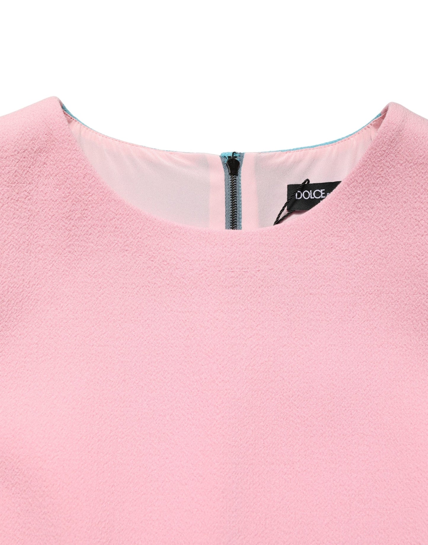 Pink Blue Wool Sleeveless Shift Mini Dress