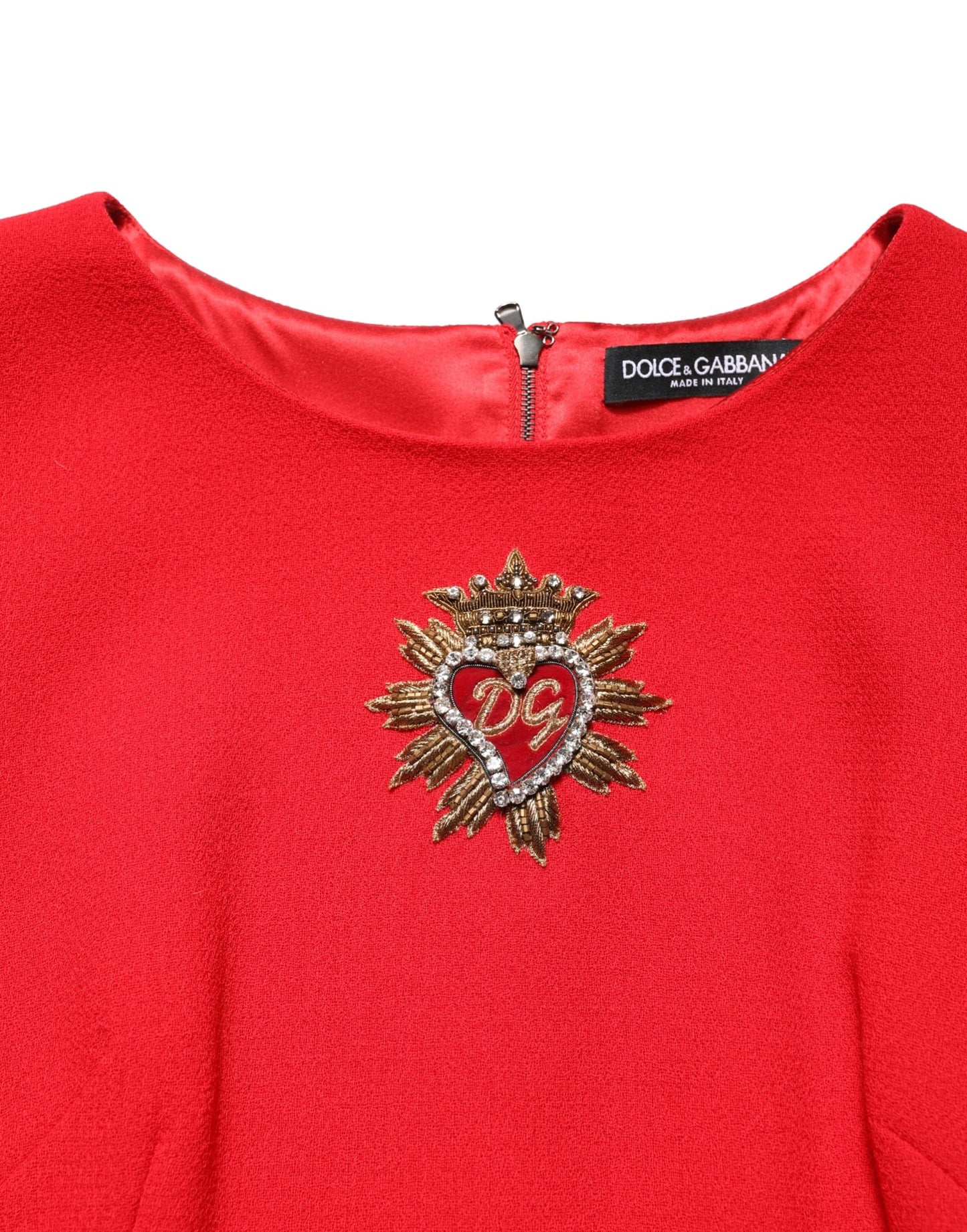 Red Heart Emmbellished Wool Mini Dress