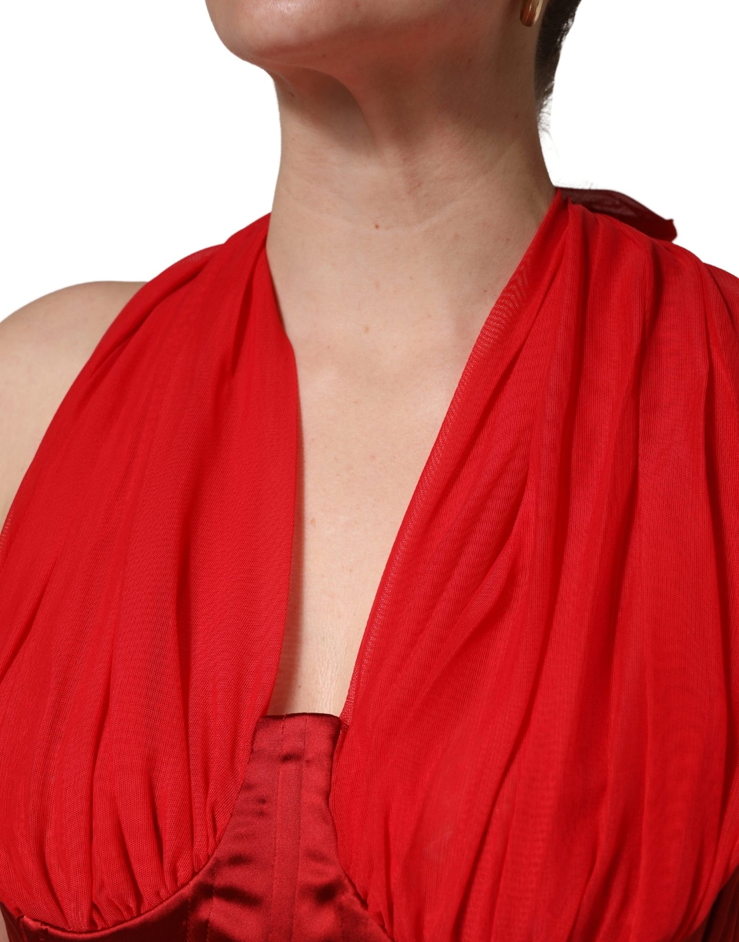 Red Halter Corset Sleeveless Sheath Dress
