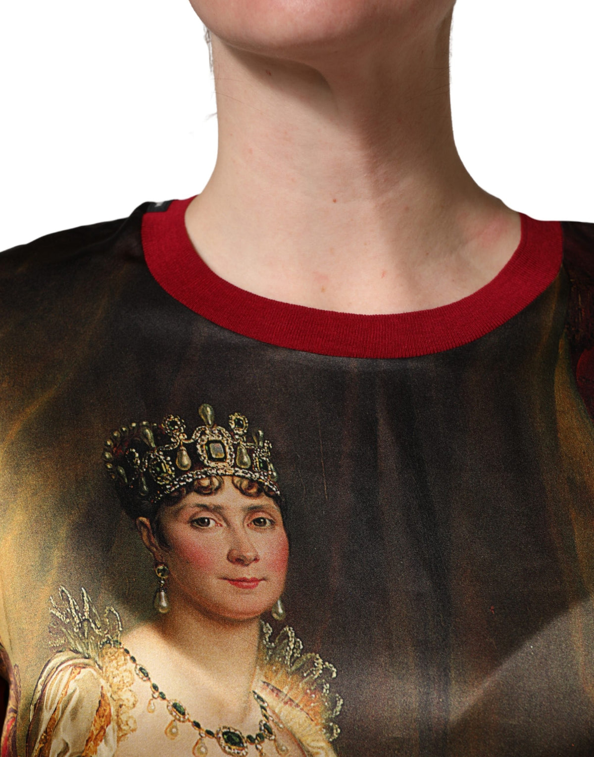 Maroon Royal Crown Dress Queen Painting Silk T-shirt