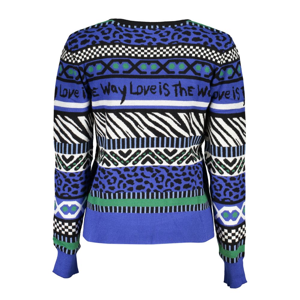 Blue Viscose Women Sweater