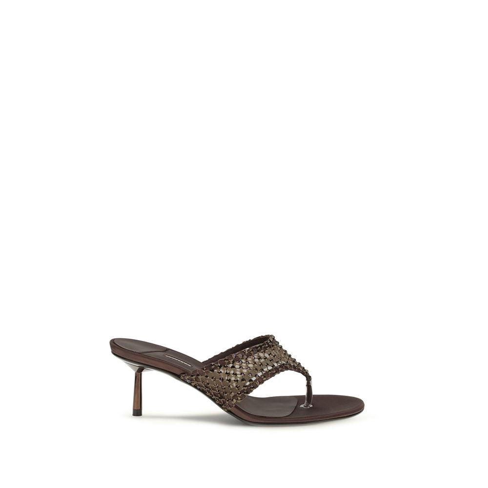 Brown Goatskin Stiletto Heel Sandals