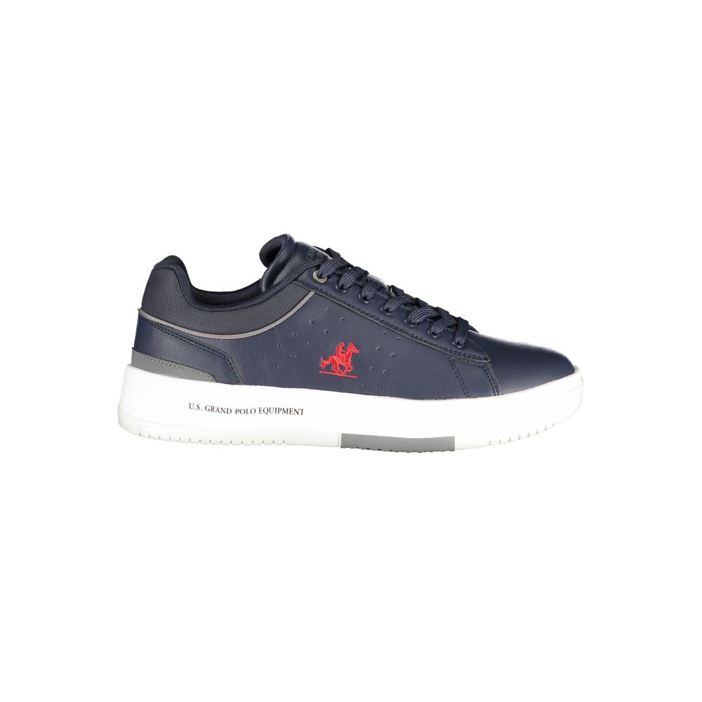 Blue Polyurethane Men Sneaker