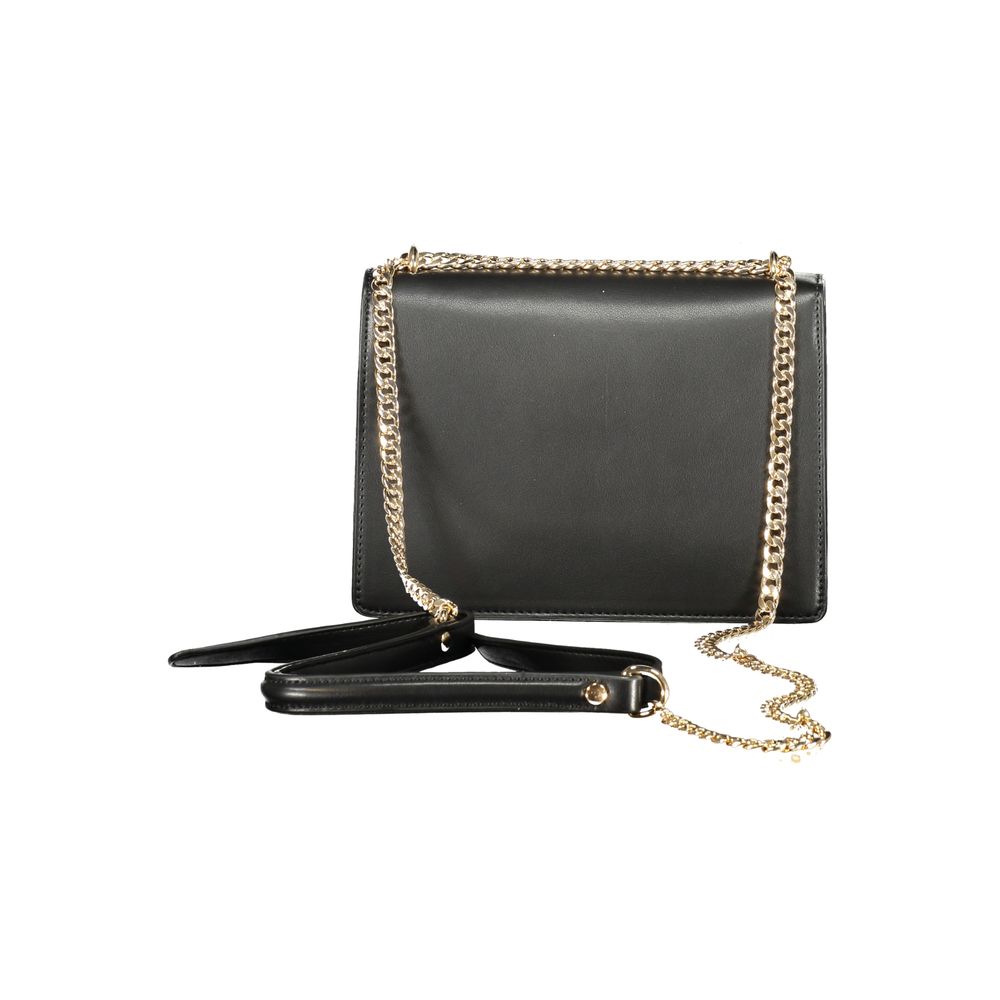 Black Polyurethane Women Shoulder Bag