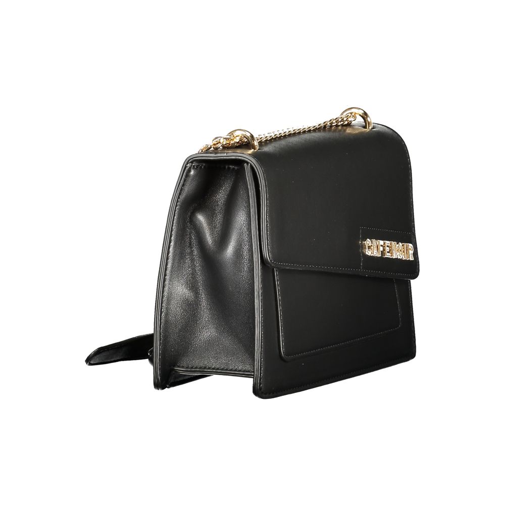 Black Polyurethane Women Shoulder Bag