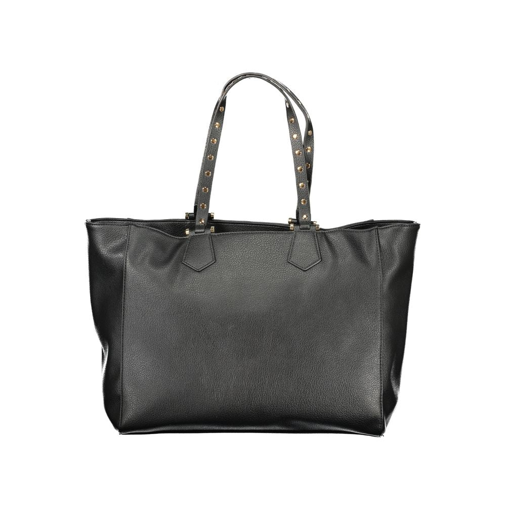 Black Polyurethane Women Shoulder Bag