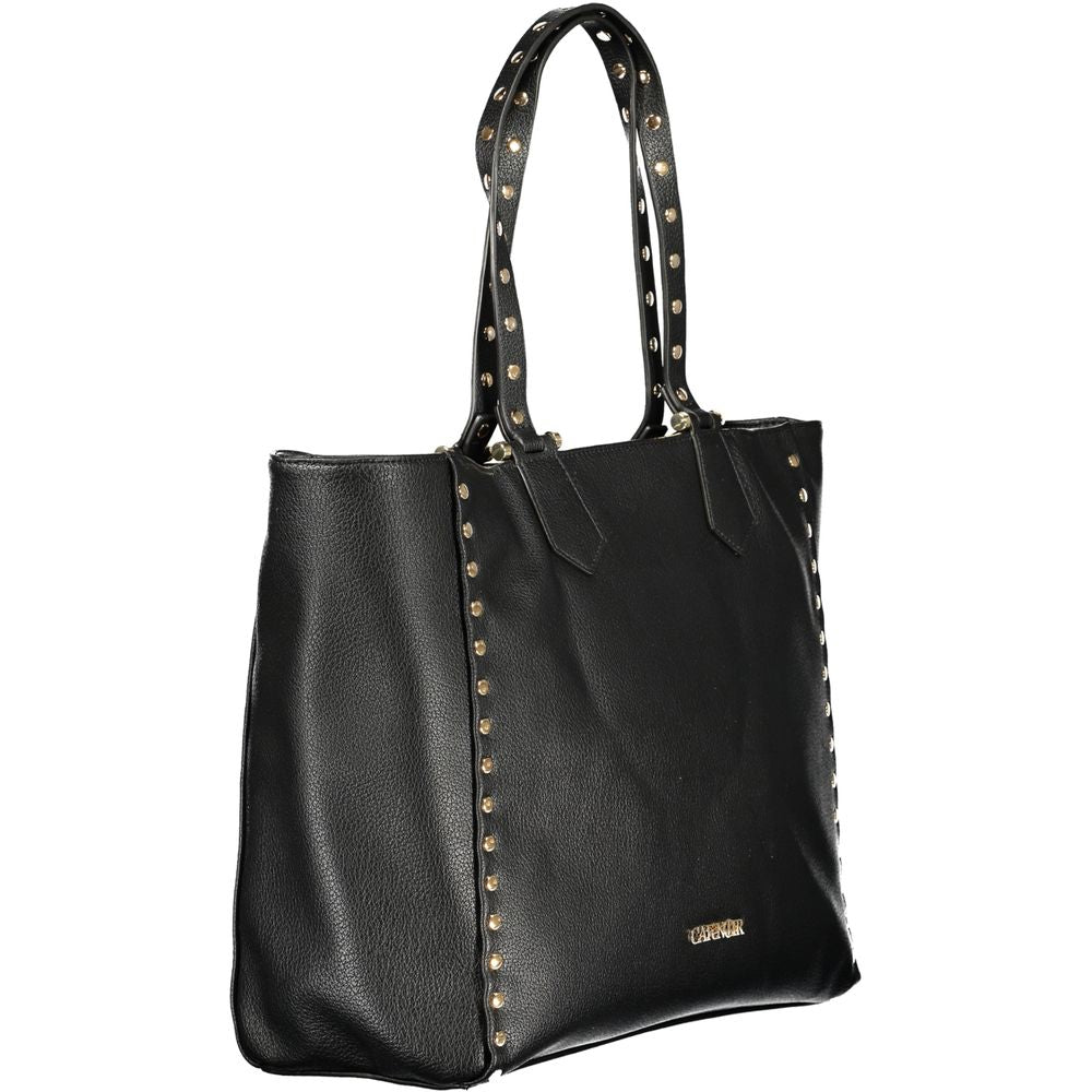 Black Polyurethane Women Shoulder Bag