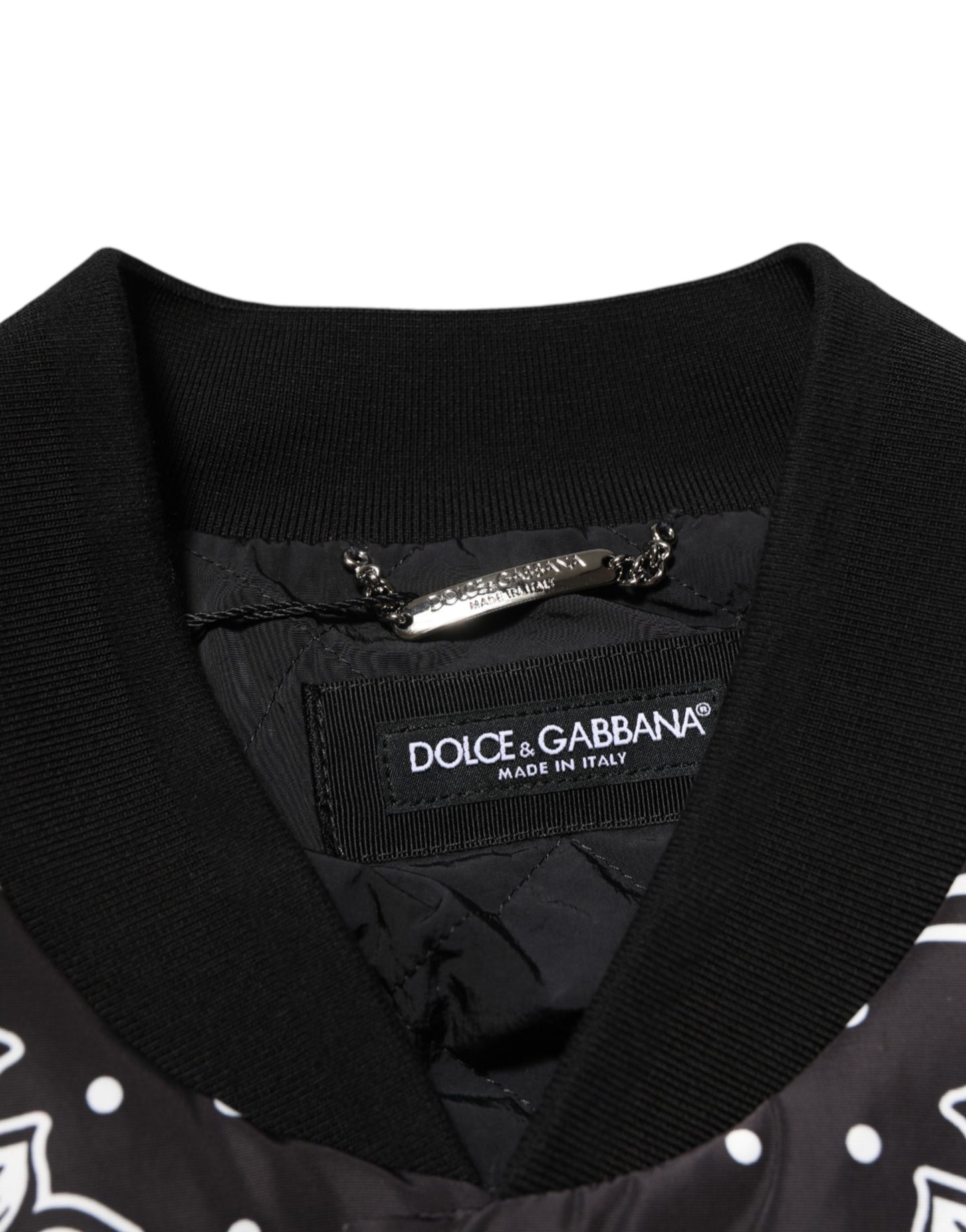 Black White BandanaPrint Men Bomber Jacket