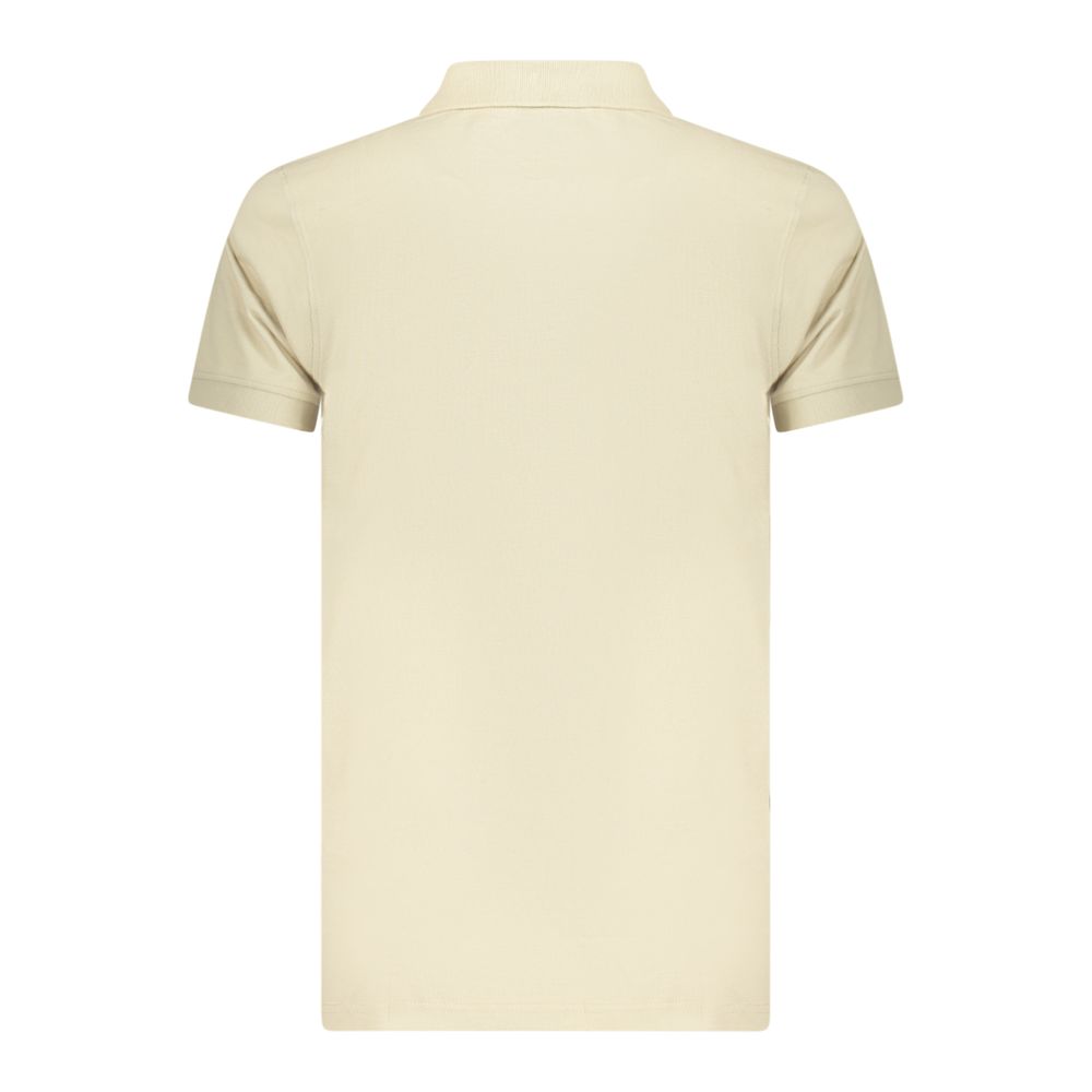 Beige Cotton Men Polo Shirt