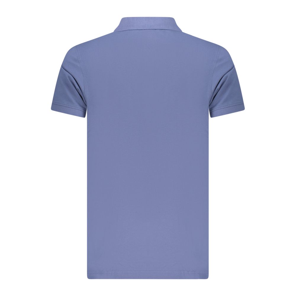 Blue Cotton Men Polo
