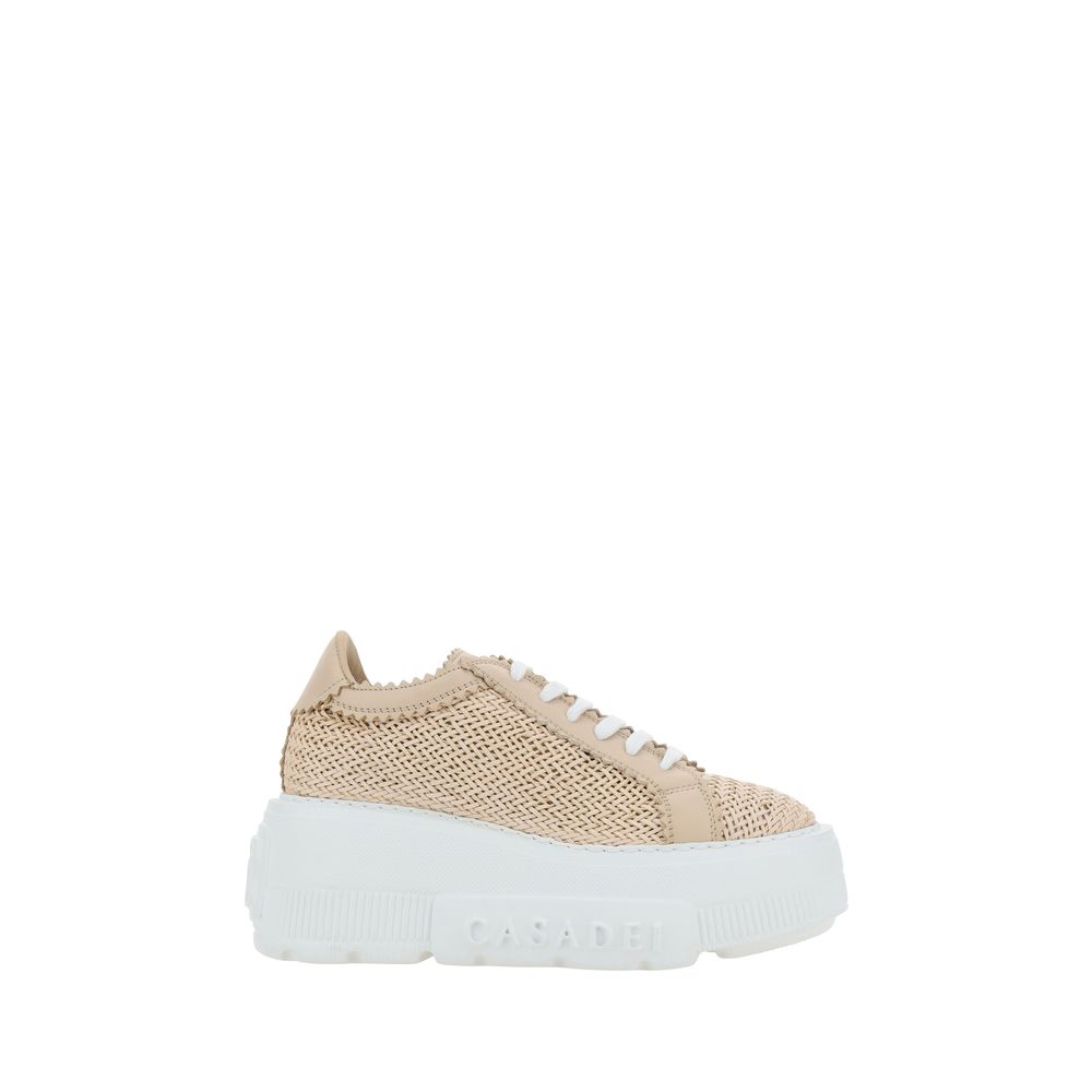 Beige Other Fibres Platform Sneakers