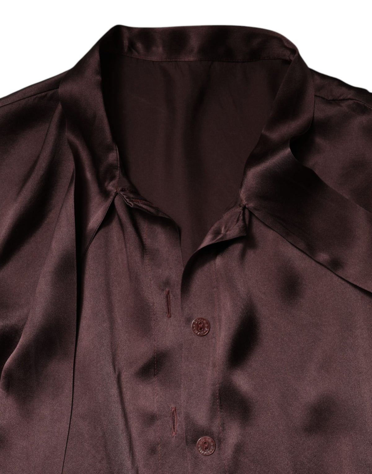 Violet Satin Long Sleeve Ascot Tie Shirt Top