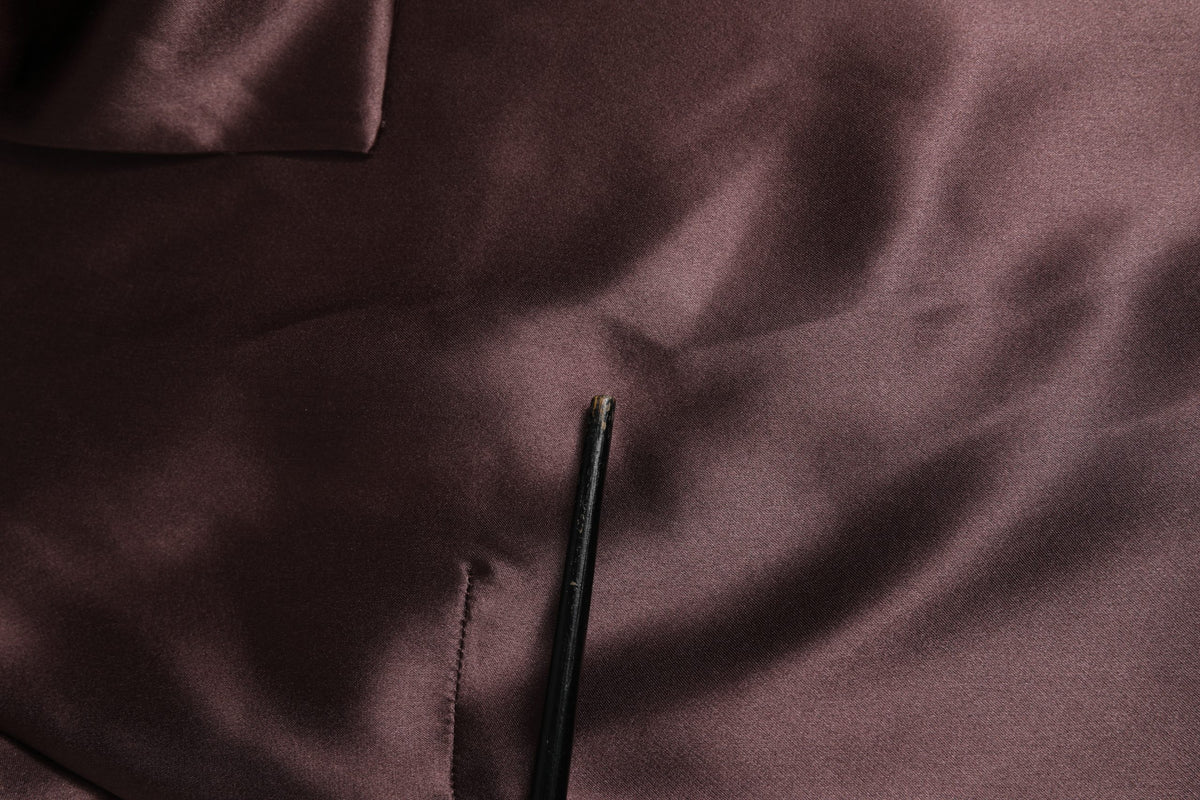 Violet Satin Long Sleeve Ascot Tie Shirt Top