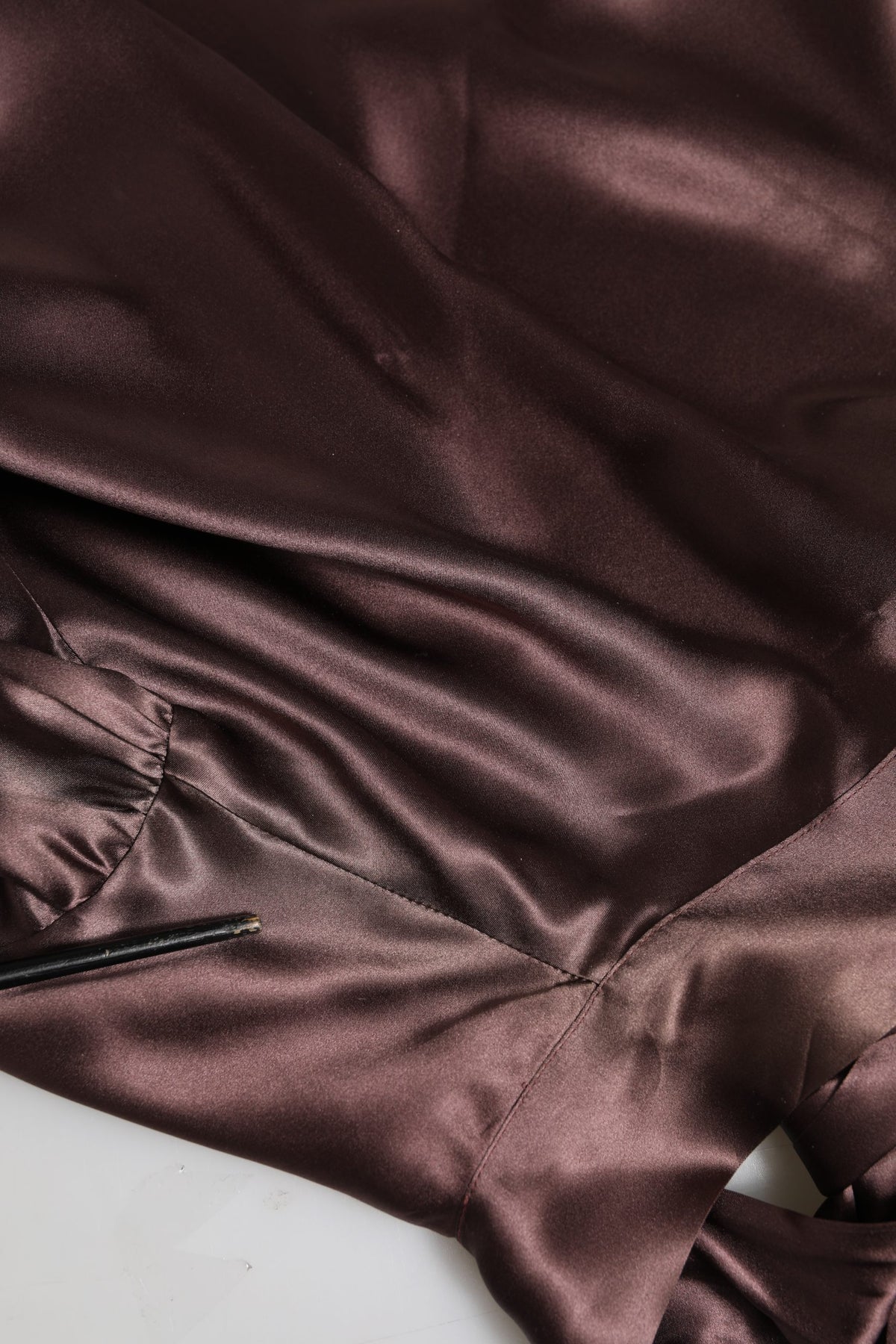Violet Satin Long Sleeve Ascot Tie Shirt Top