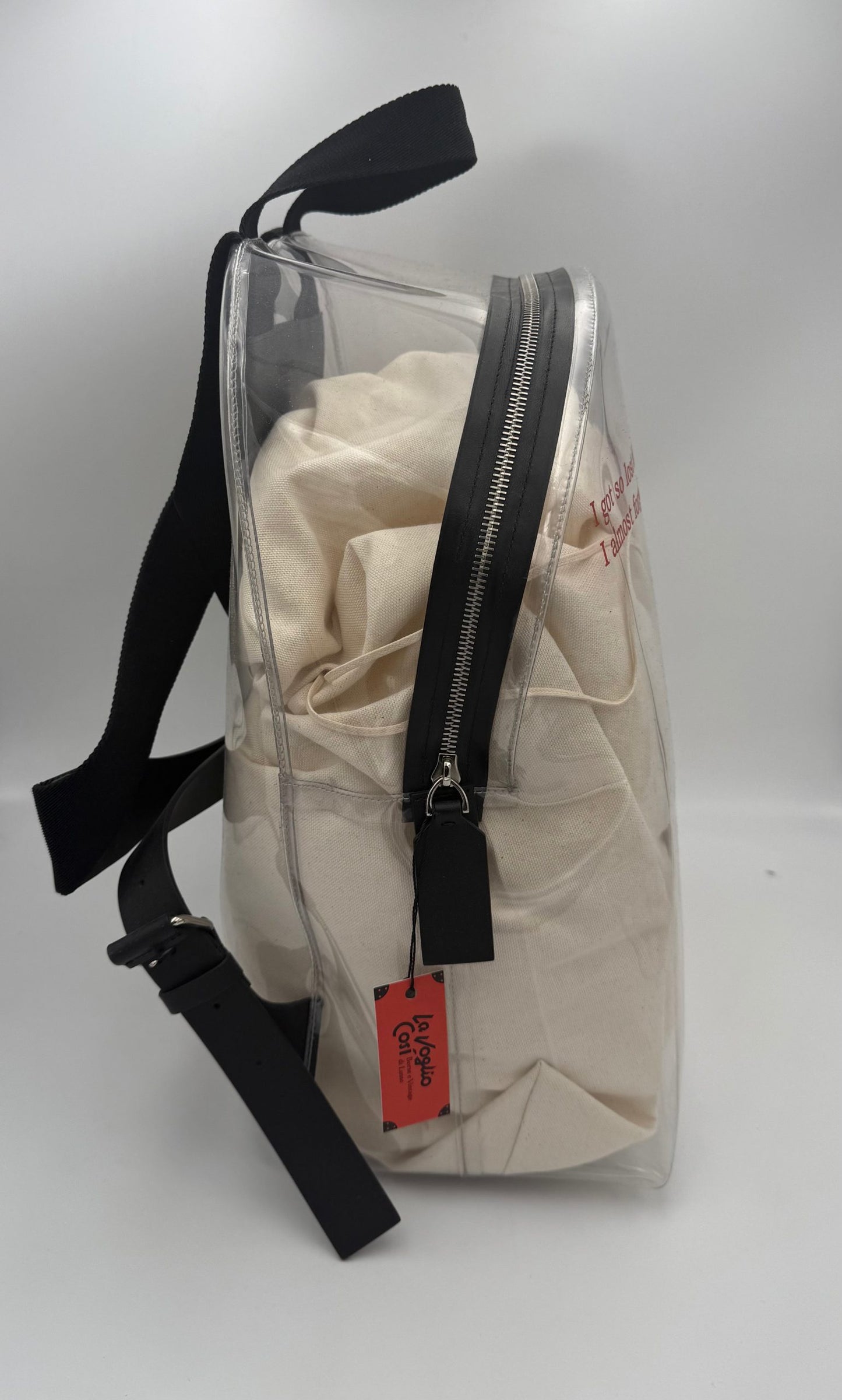 VALENTINO GARAVANI Leather and Transparent Plastic Backpack