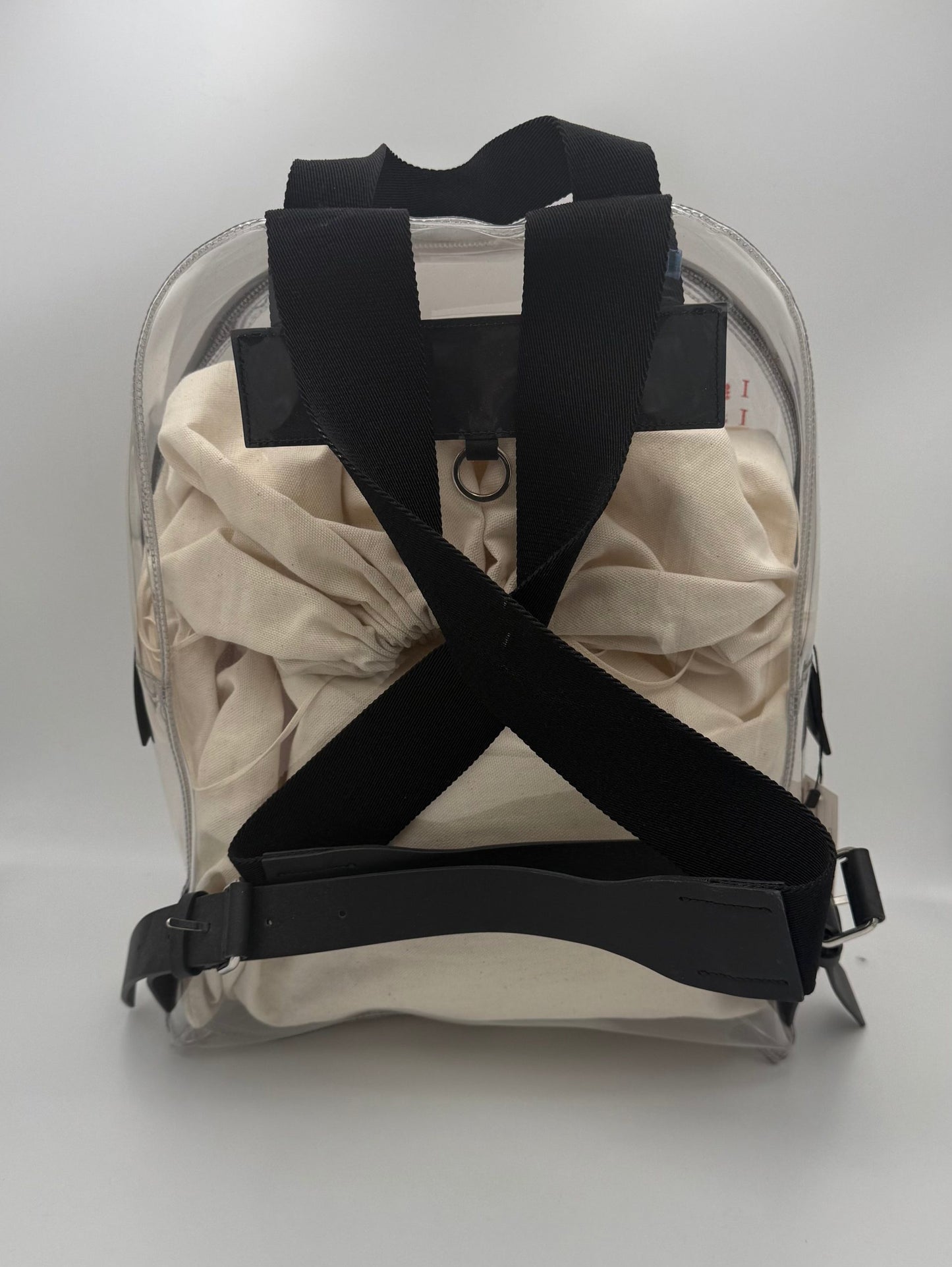 VALENTINO GARAVANI Leather and Transparent Plastic Backpack