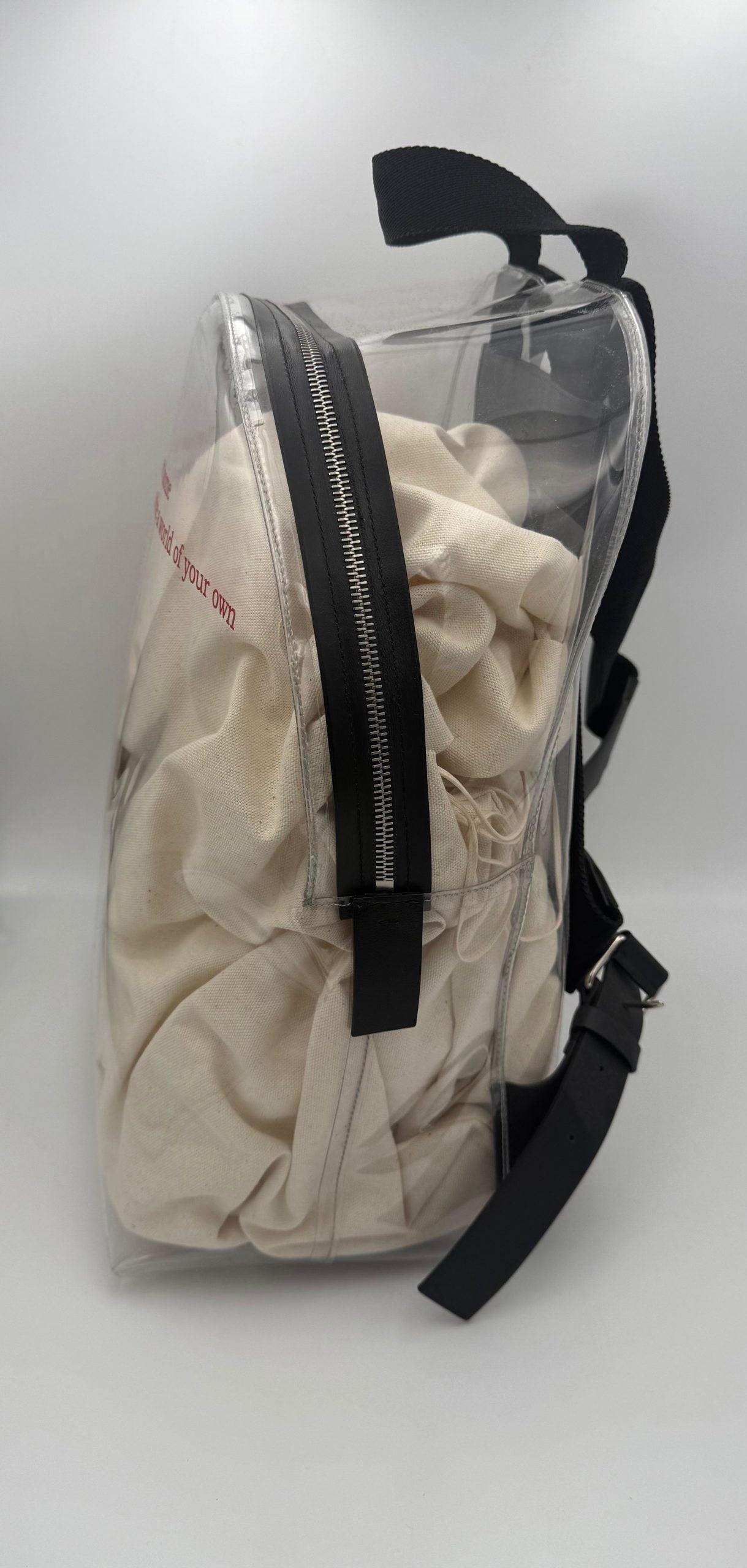 VALENTINO GARAVANI Leather and Transparent Plastic Backpack