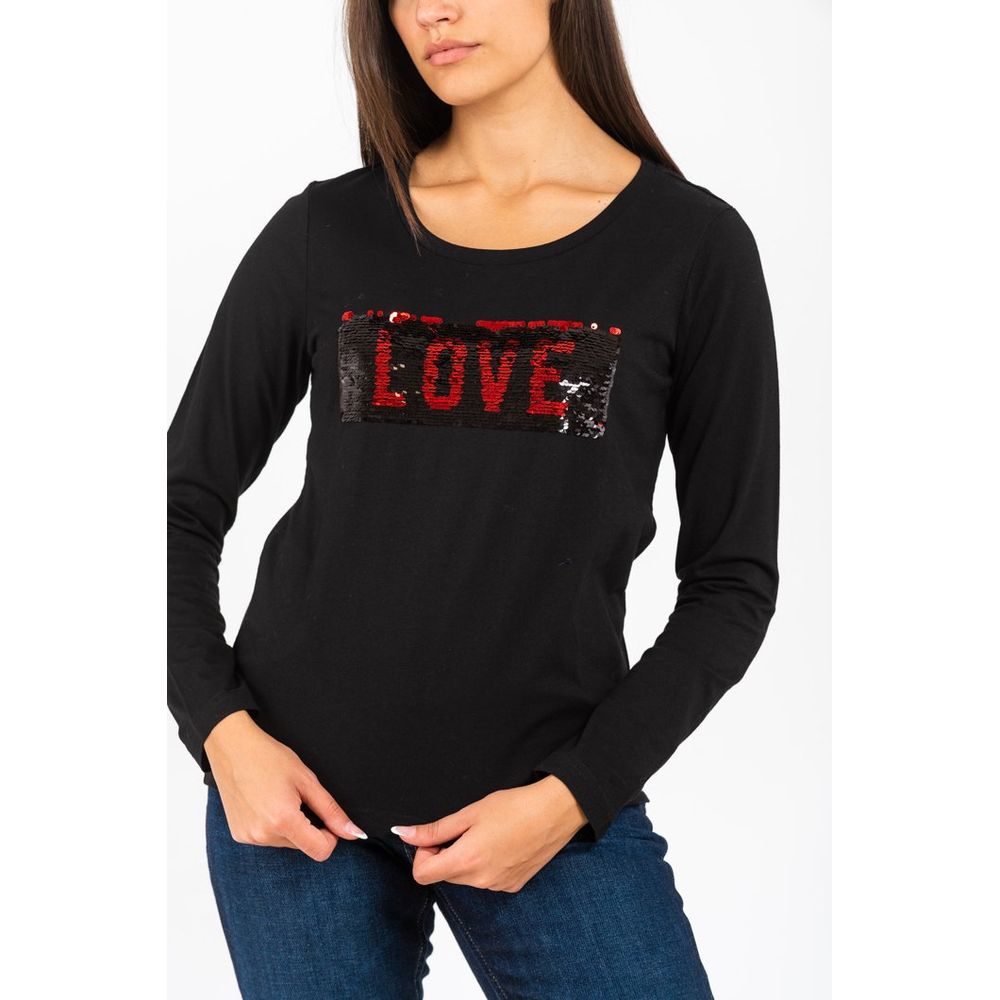 Black Cotton Long Sleeve T-Shirt