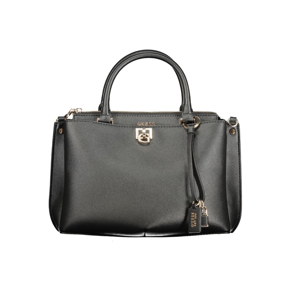 Black Polyurethane Women Handbag
