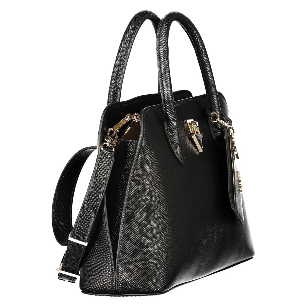 Black Polyurethane Women Handbag