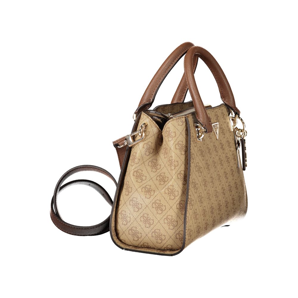 Beige Polyurethane Women Handbag