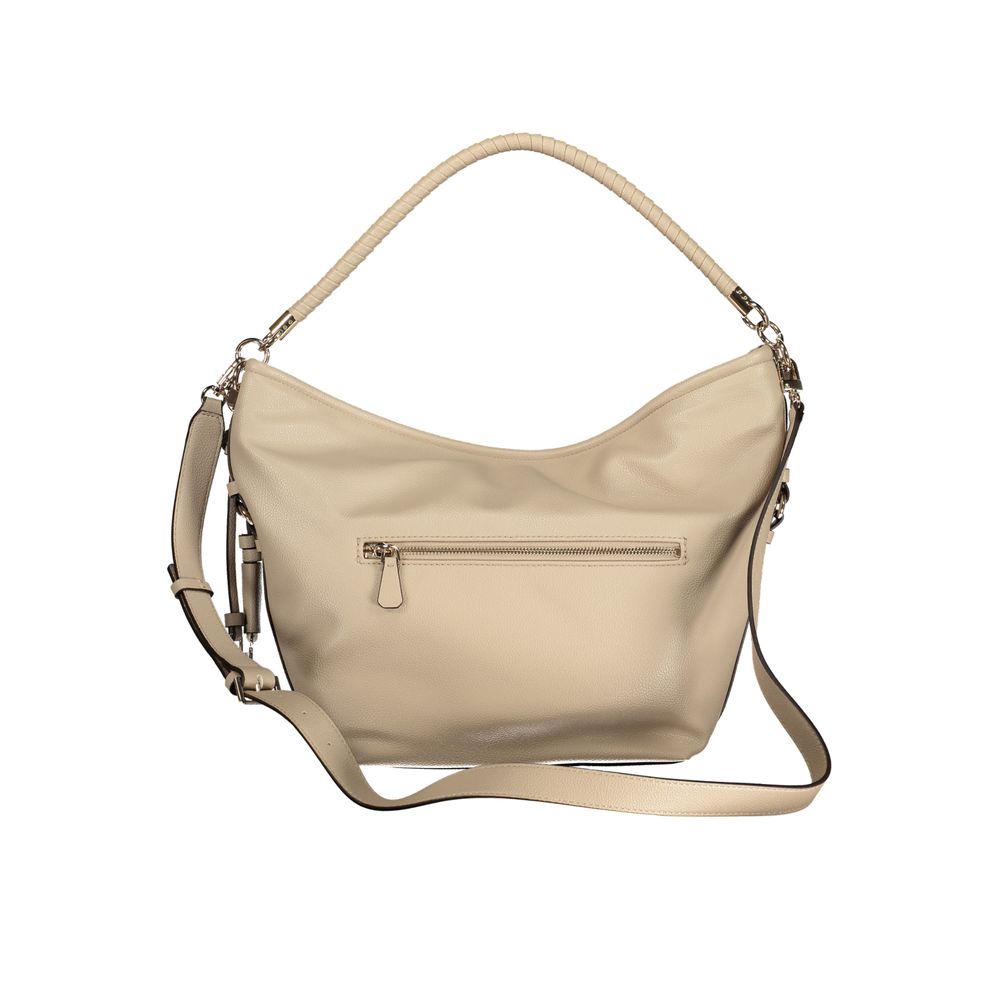 Beige Polyurethane Women Handbag