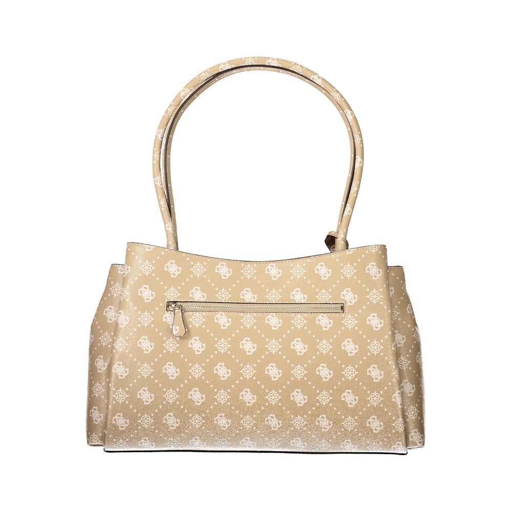 Beige Polyurethane Women Handbag