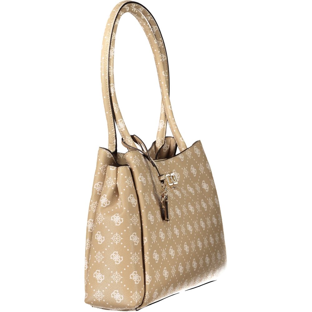Beige Polyurethane Women Handbag