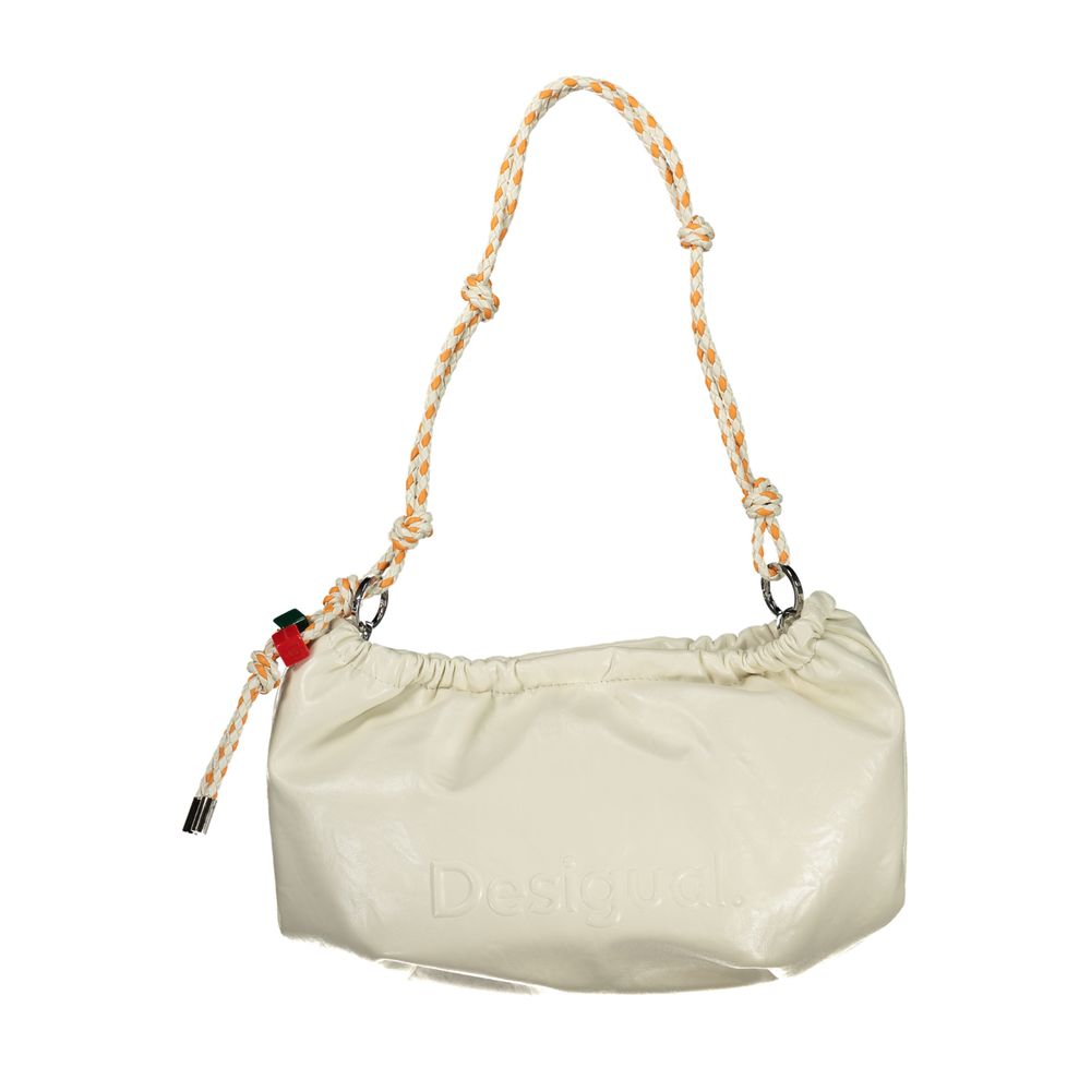 Ecru Polyurethane Women Handbag