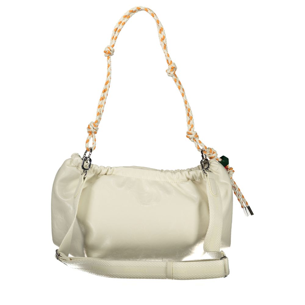 Ecru Polyurethane Women Handbag